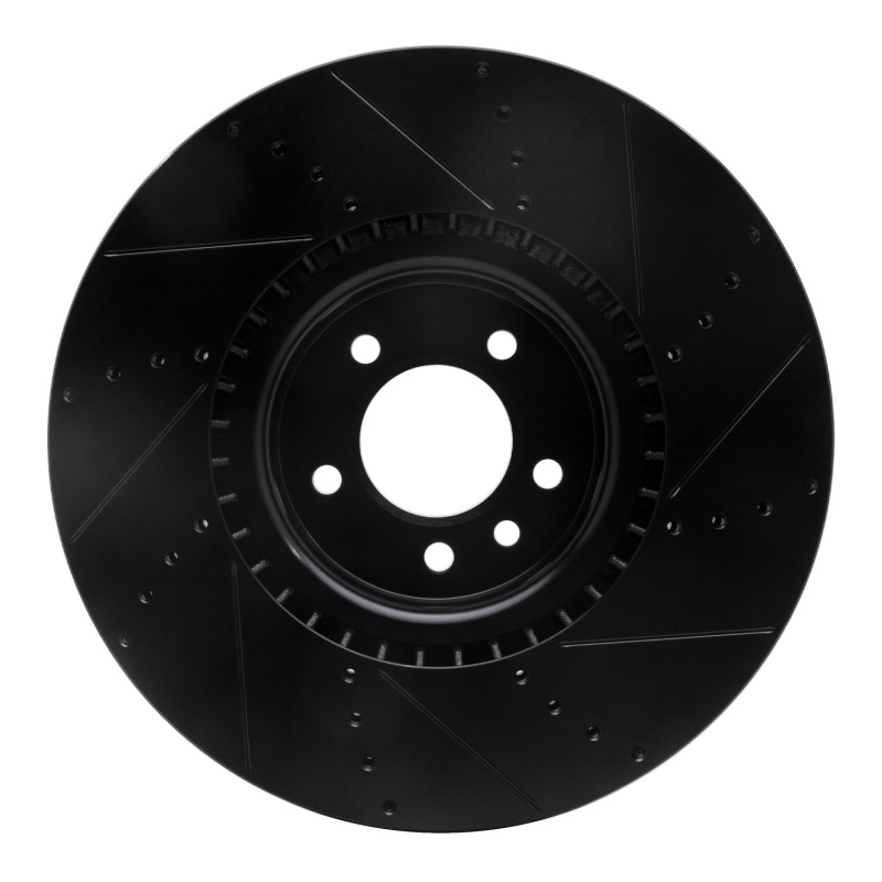 Land Rover Range Rover Brake Rotor (1) - Front Left - R1 Concepts - Drilled & Slotted - Black - `10-`17